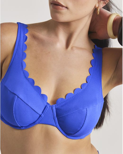 MAGISCULPT Blue Scalloped Edge Underwired Bikini Top
