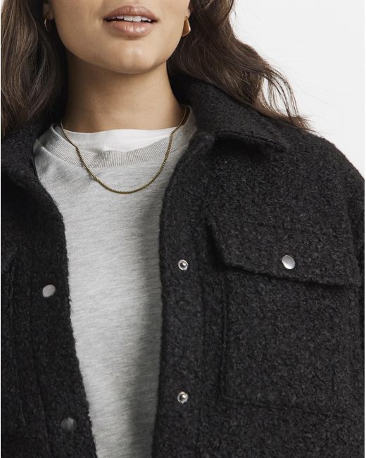 Simply Be Black Plush Teddy Pocket Shacket
