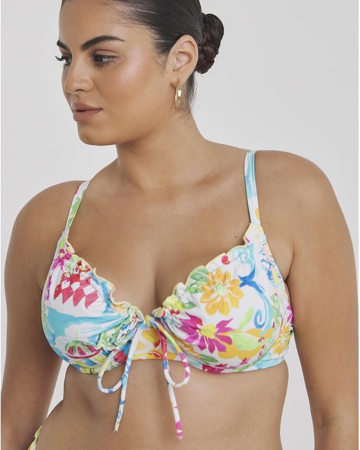 Simply Be Blue Positano Print Underwired Bikini Top