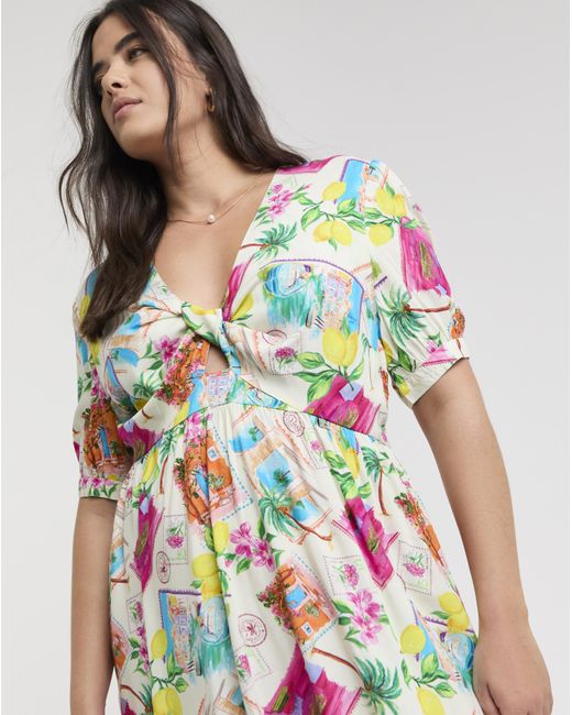 Native Youth White Cut Out Twist Midi Dress