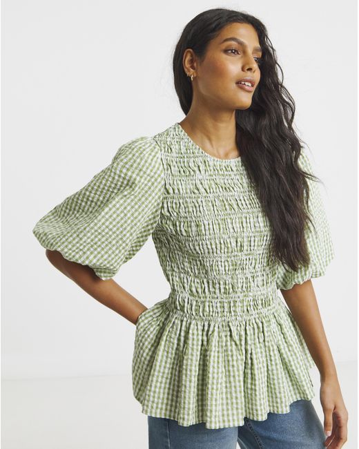 Simply Be Green Shirred Peplum Blouse