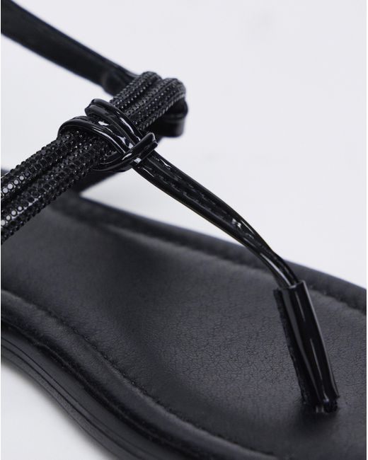 Simply Be Black Diamante Sparkly Sandal Exwide