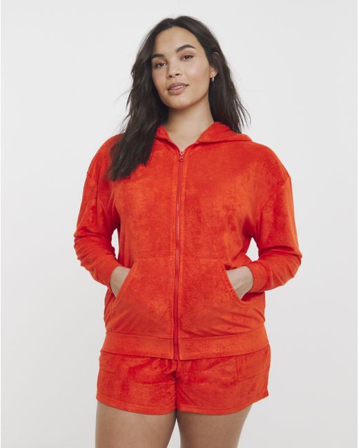 Simply Be Red Towelling Lounge Shortie Set
