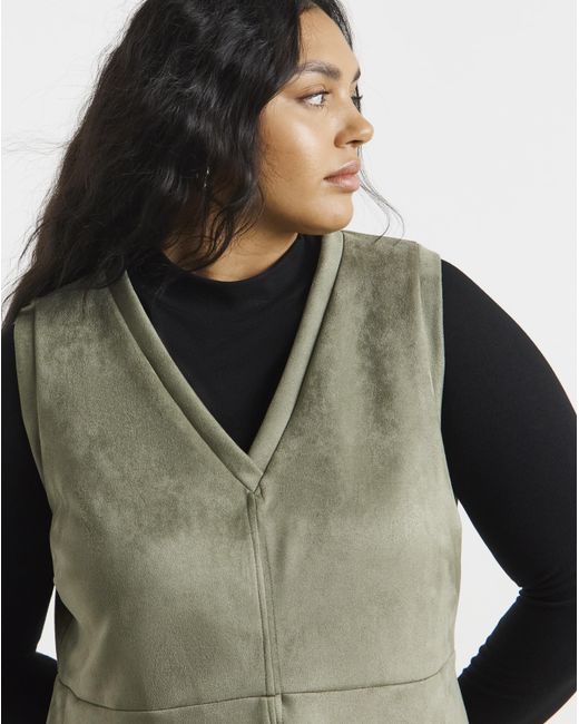 Simply Be Green Suedette Pinafore Dress