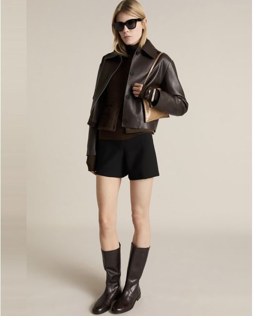 Mango Blue Polo Neck Knitted Choco Jacket