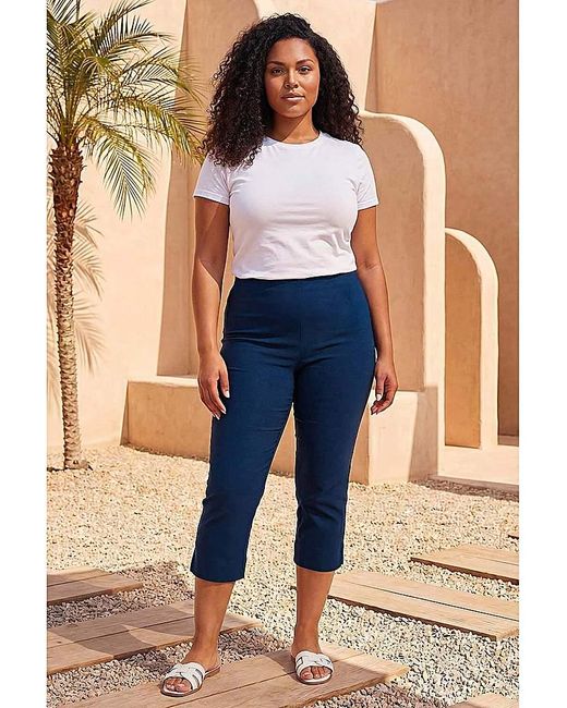 Roman Curve Blue Cropped Stretch Trouser