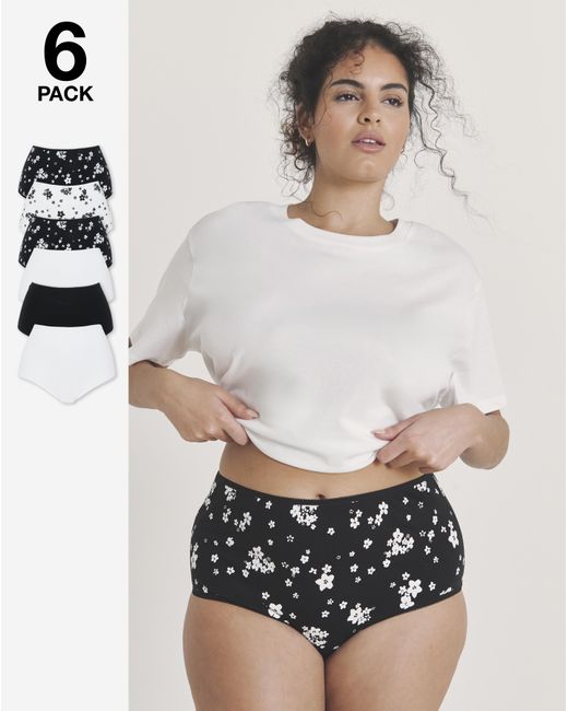 Pretty Secrets White 6 Pack Full Brief Knickers
