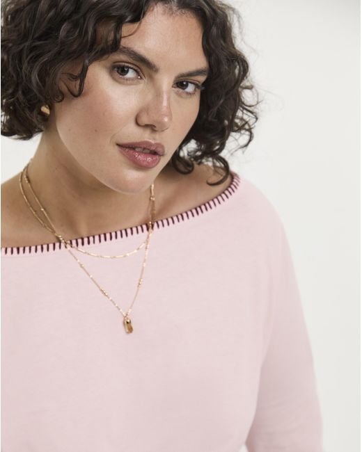 Simply Be Pink Long Sleeve Whipstitch Edge Top