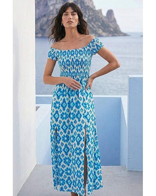Roman Blue Roman Aztec Bardot Dress