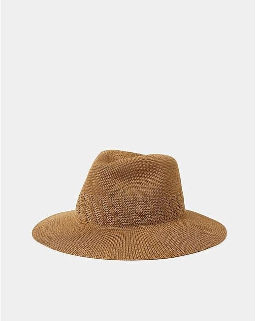 Accessorize Brown Woven Packable Fedora Hat