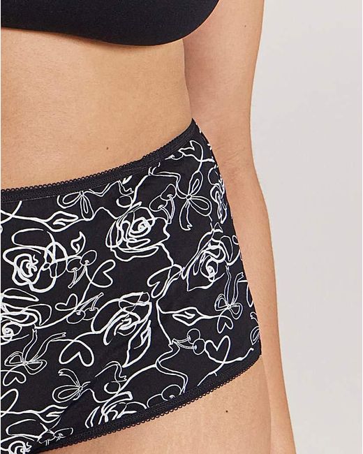 Pretty Secrets Black 6 Pack Full Brief Knickers