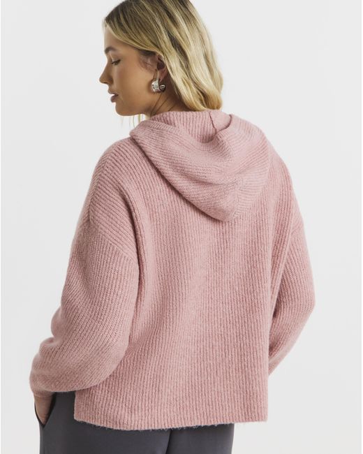 Simply Be Pink Ribbed Knitted Hoodie