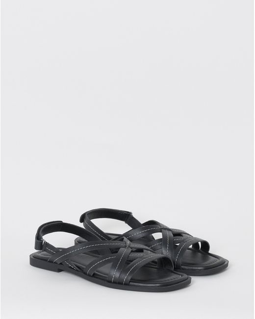 JD Williams Black Contrast Stitch Strappy Sandal Wide