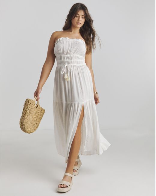 MAGISCULPT White Bandeau Maxi Beach Dress
