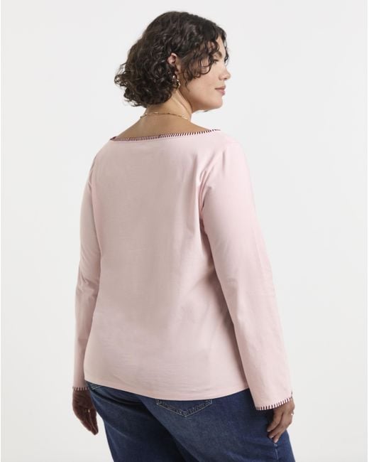 Simply Be Pink Long Sleeve Whipstitch Edge Top