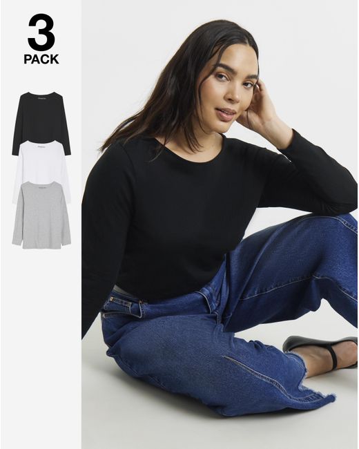 Simply Be White Pack Of 3 Slash Neck Tops
