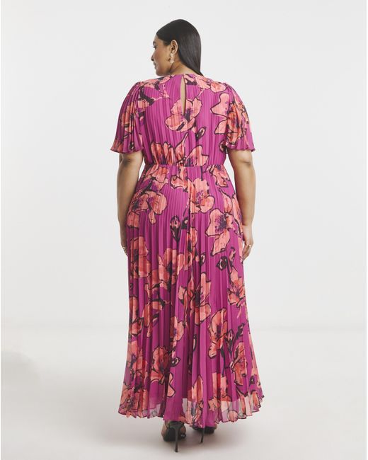 Joanna Hope Pink Printed Pleated Dress