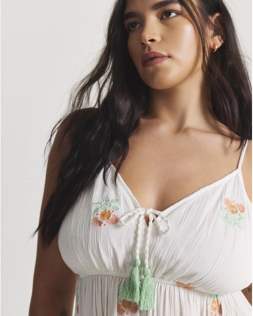 Figleaves Green Mini Embroidered Beach Dress