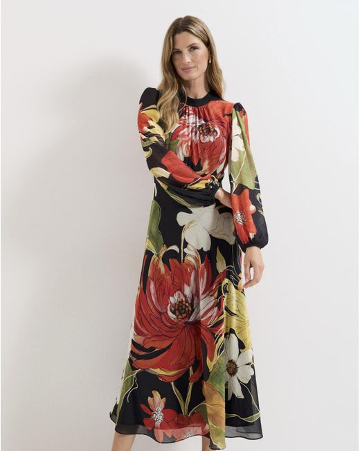Phase Eight Red Eve Floral Printed Dress