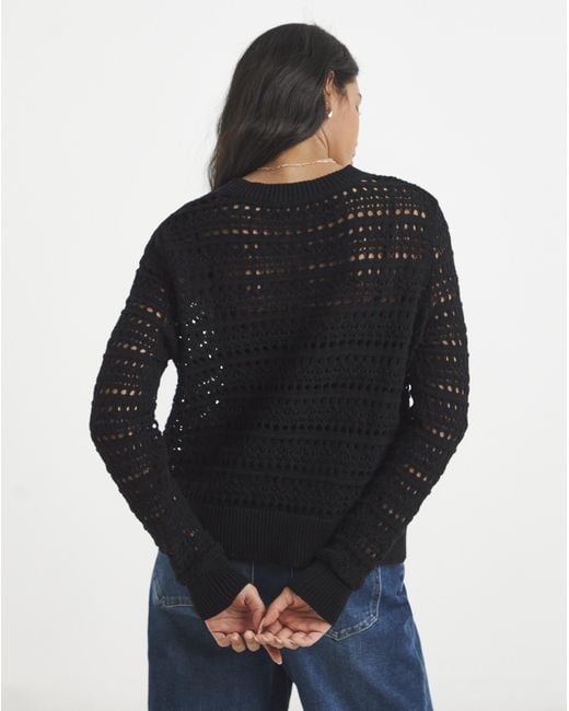 Simply Be Black Hole Knit Boxy Jumper