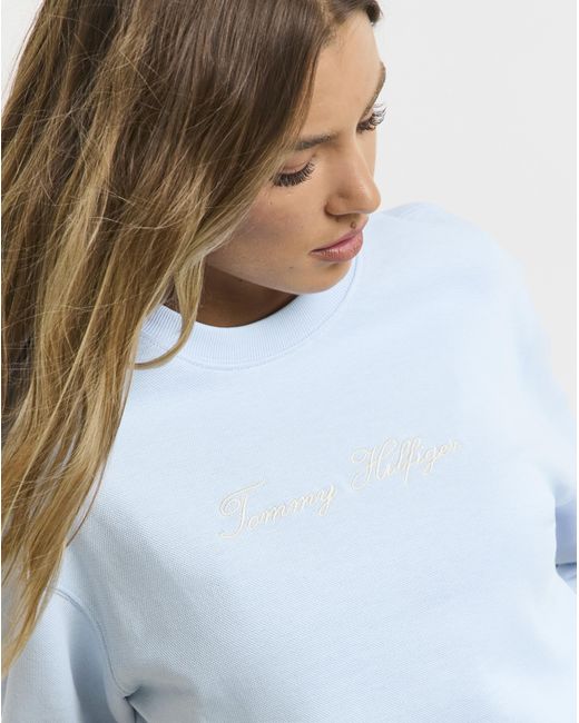 Tommy Hilfiger White Pique Script Sweatshirt