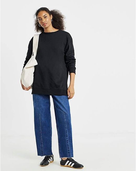 Simply Be Black Side Split Sweatshirt Tunic