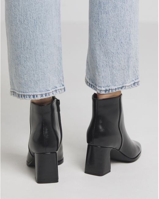 Simply Be Blue Block Heel Low Cut Boots Standard