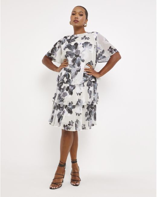 Joanna Hope White Floral Printed Tiered Dress