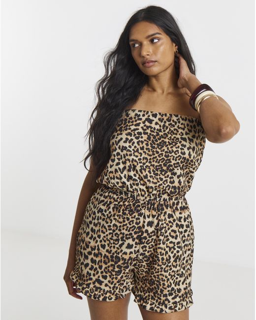 Simply Be Brown Bandeau Playsuit