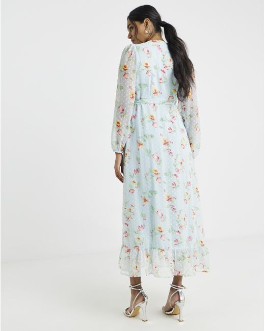 Vila Blue L/S Ankle Wrap Dress