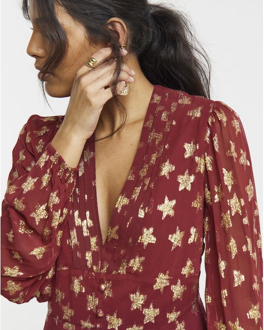 Simply Be Red Star Jacquard Skater Dress