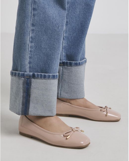 Simply Be Blue Square Ballerina Shoe Ex Wide