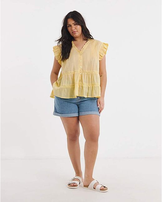Simply Be Yellow Tiered Blouse