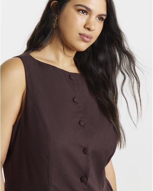 Simply Be Red Linen Boat Neck Midi Dress