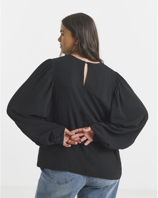 Simply Be Blue Exaggerated Sleeve Blouse