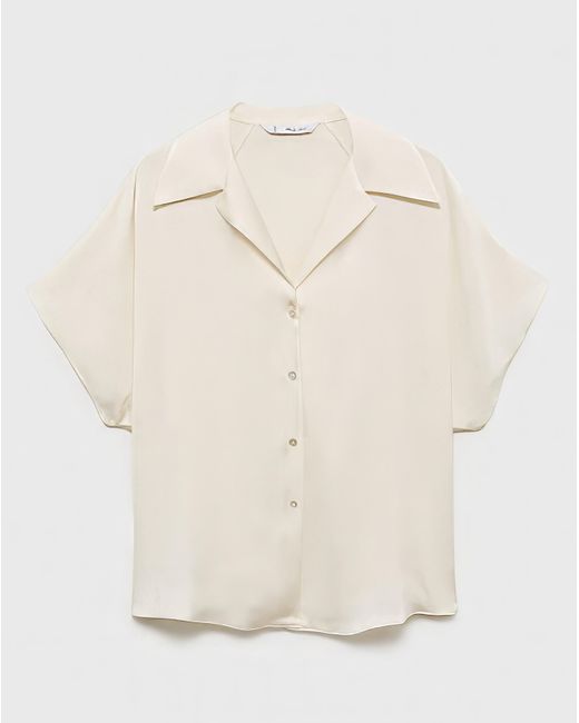 Mango White Short Sleeveed Satin Shirt