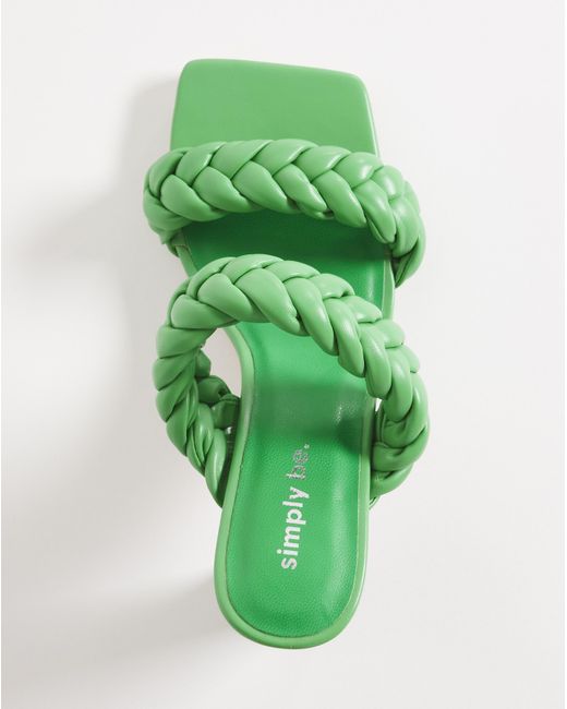 Simply Be Green Plaited Heeled Sandals Wide Fit