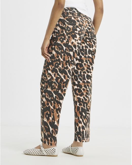 Simply Be White Print Barrel Jeans