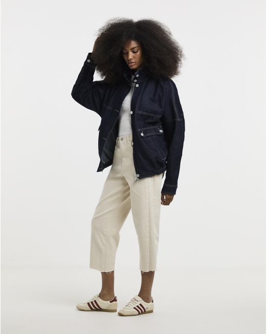 Simply Be Blue Funnel Neck Denim Jacket