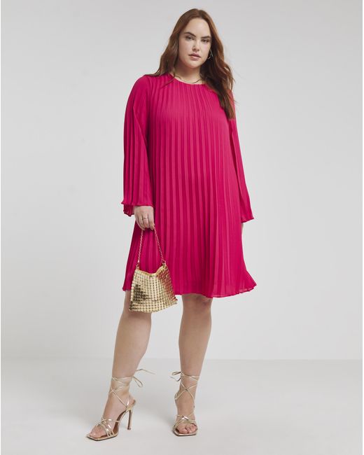 Joanna Hope Pink Pleated Swing Dress