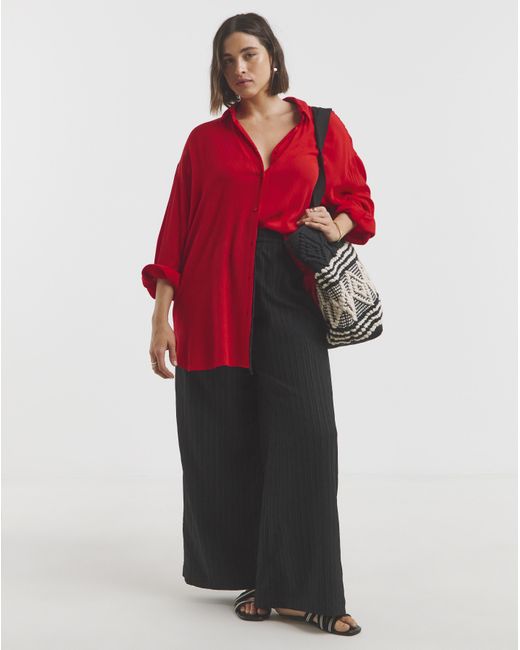 Simply Be Red Crinkle Shirt