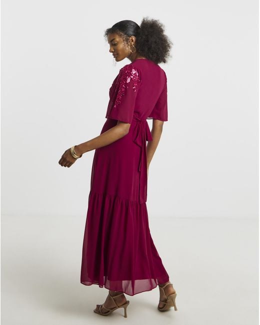 Hope & Ivy Red Petal Maxi Dress