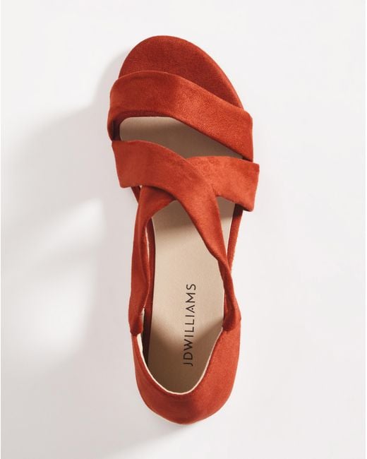 JD Williams Red Multi Strap Espadrille Eee Fit