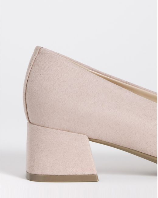 Heavenly Soles Natural Low Block Heel Court Shoes Wide
