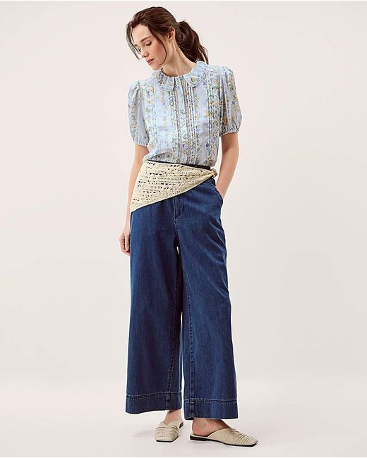 Monsoon Blue Naomi Floral Lace Blouse