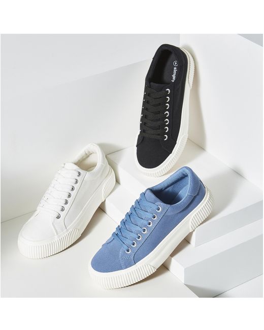 Simply Be Black Canvas Trainer Chunky Ribbed Sole Wide
