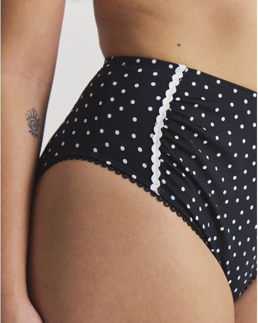 Figleaves Black Spot High Waist Bikini Bottoms