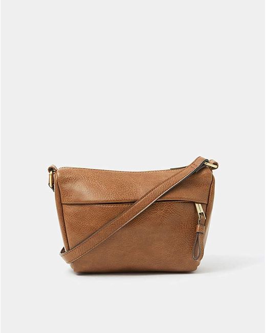 Accessorize Brown Zip Front Crossbody Bag