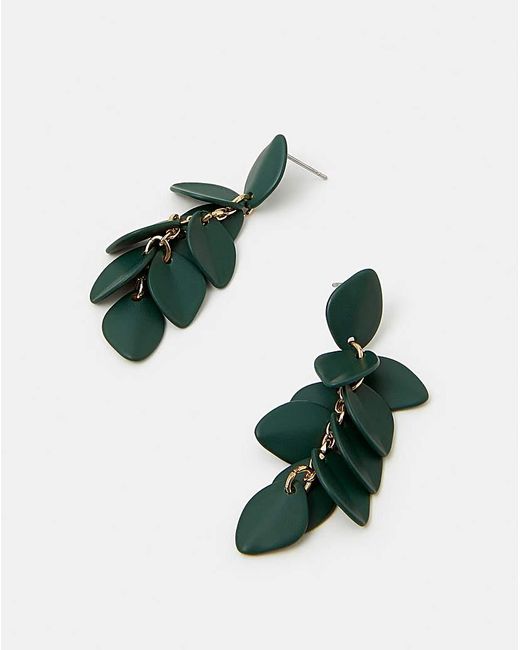 Accessorize Green Willow Leaf Drop Earrings