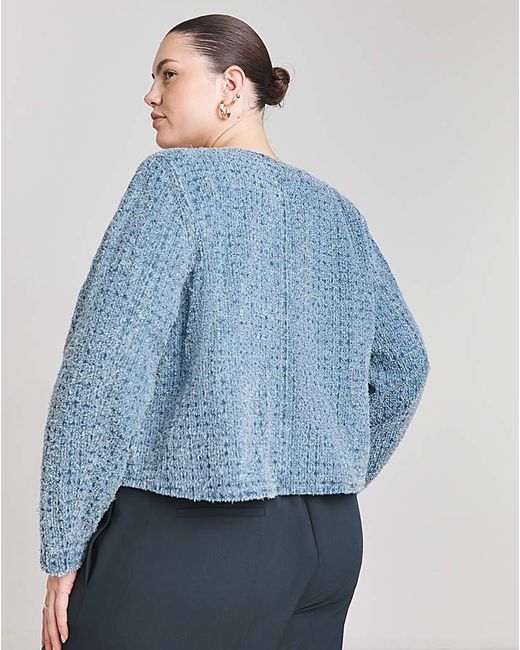 Simply Be Blue Linear Distressed Denim Jacket